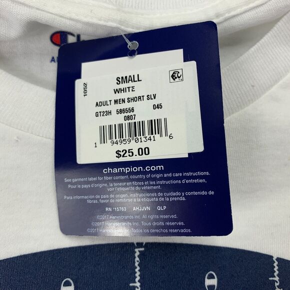 Champion Mens Big C Logo Graphic Short Sleeve Crewneck T-Shirt White S - Picture 2 of 4